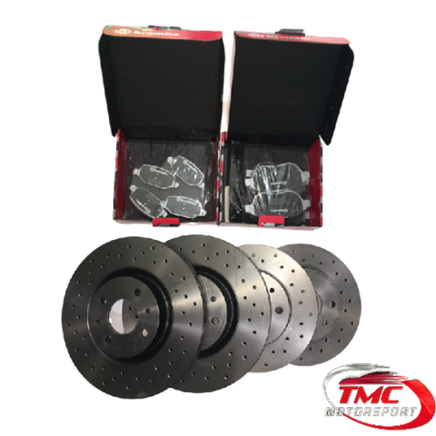 Abarth Brembo 500/595 Brake Disc and Pad Kit Xtra Drilled Discs and Brembo Pads - Abarth Tuning